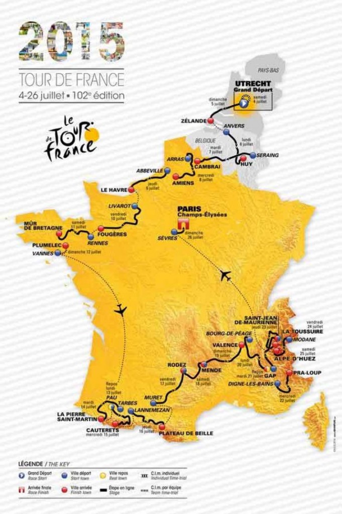 Carte du Tour de France 2015
