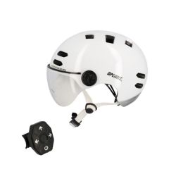 Optimiz casque urbain 0390 blanc avec clignotants