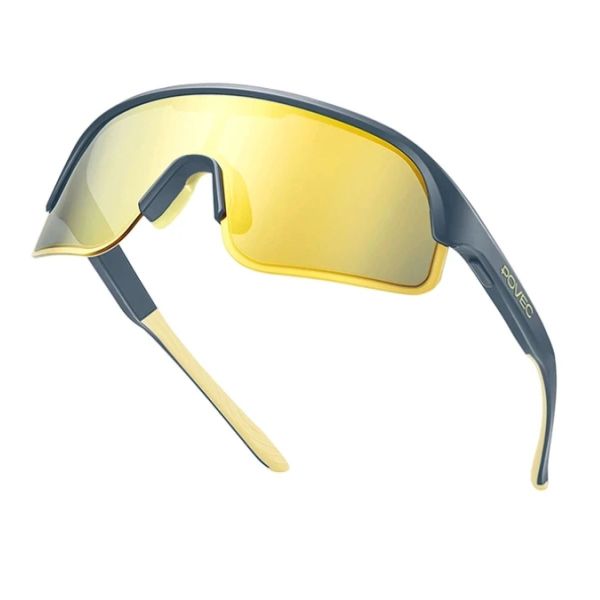 Povec lunettes électro chromiques verre or monture bleue
