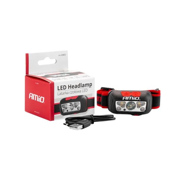 Amio lampe frontale LED 6500k (recharge USB)