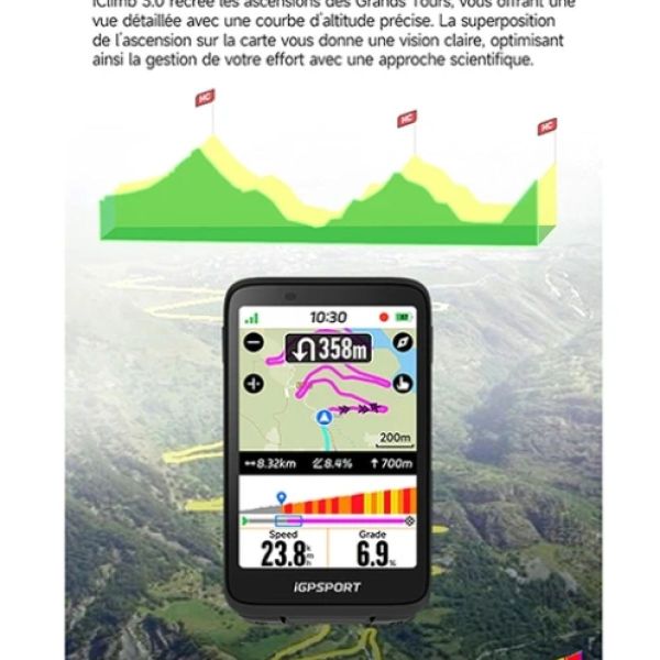 IGPSPORT Compteur GPS BiNavi (argent)