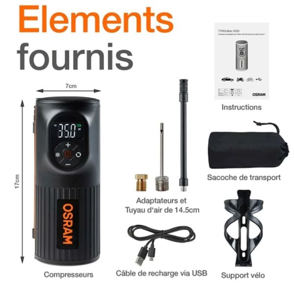 Osram compresseur/pompe Inflate 2000 12V