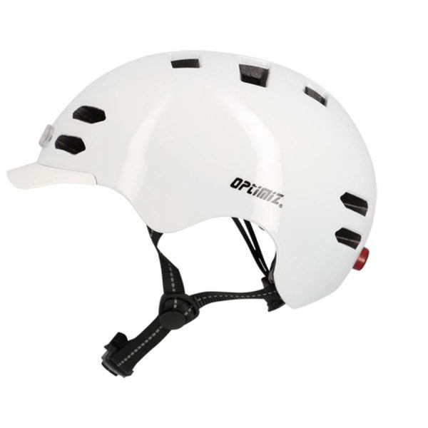 Optimiz casque urbain 0374 blanc éclairage LED avant et arrière